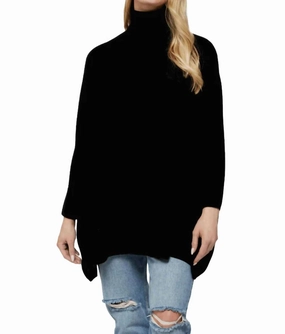 Comfortable Style Microfiber Insulation Jojo Turtleneck Poncho In Black