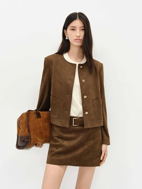 Vegan Safe Suede Collarless Jacket