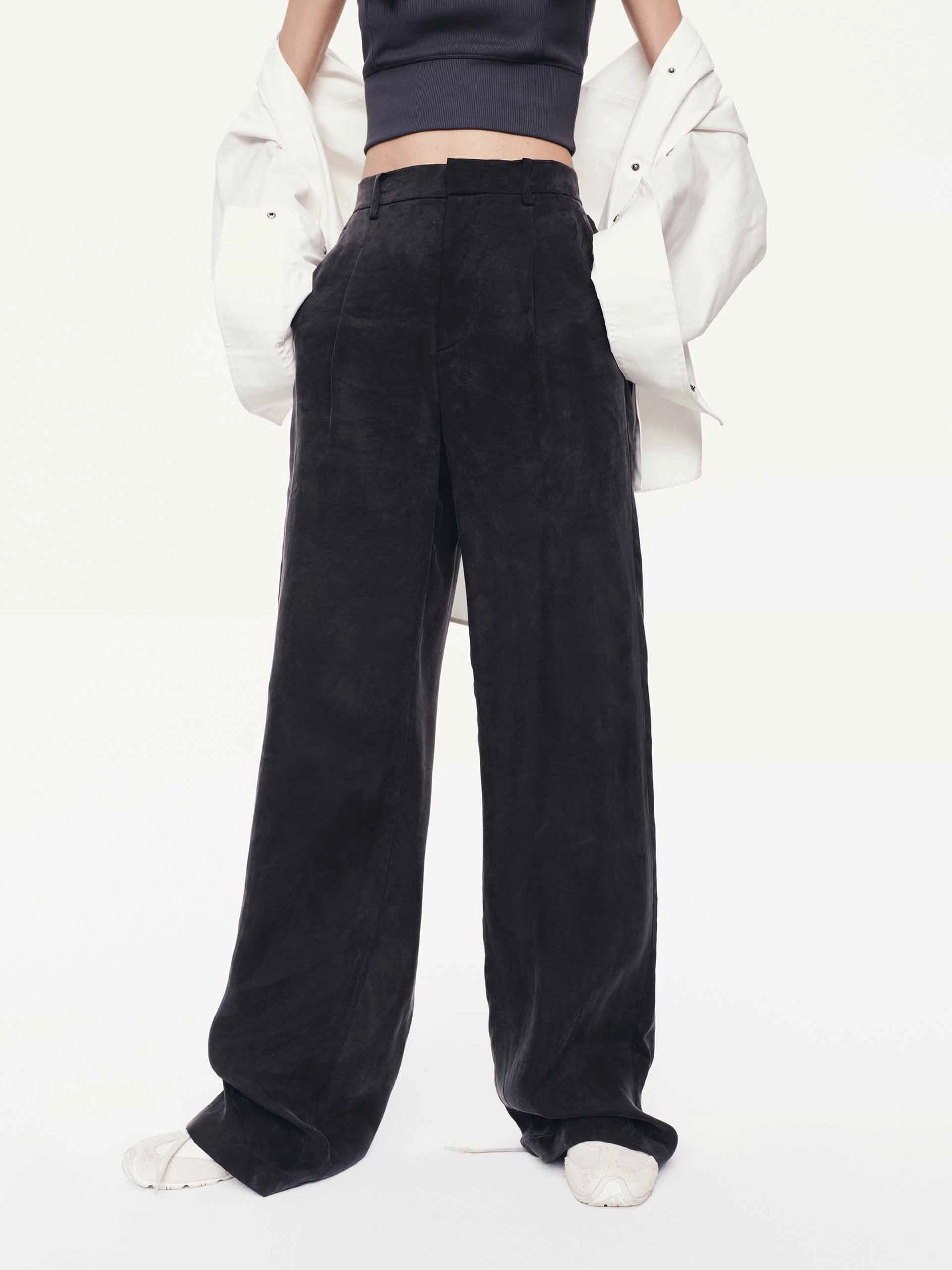 Sport Friendly Suede Texture Straight Pants