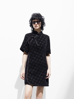 Logo Slanted Placket Dress Bold Design
