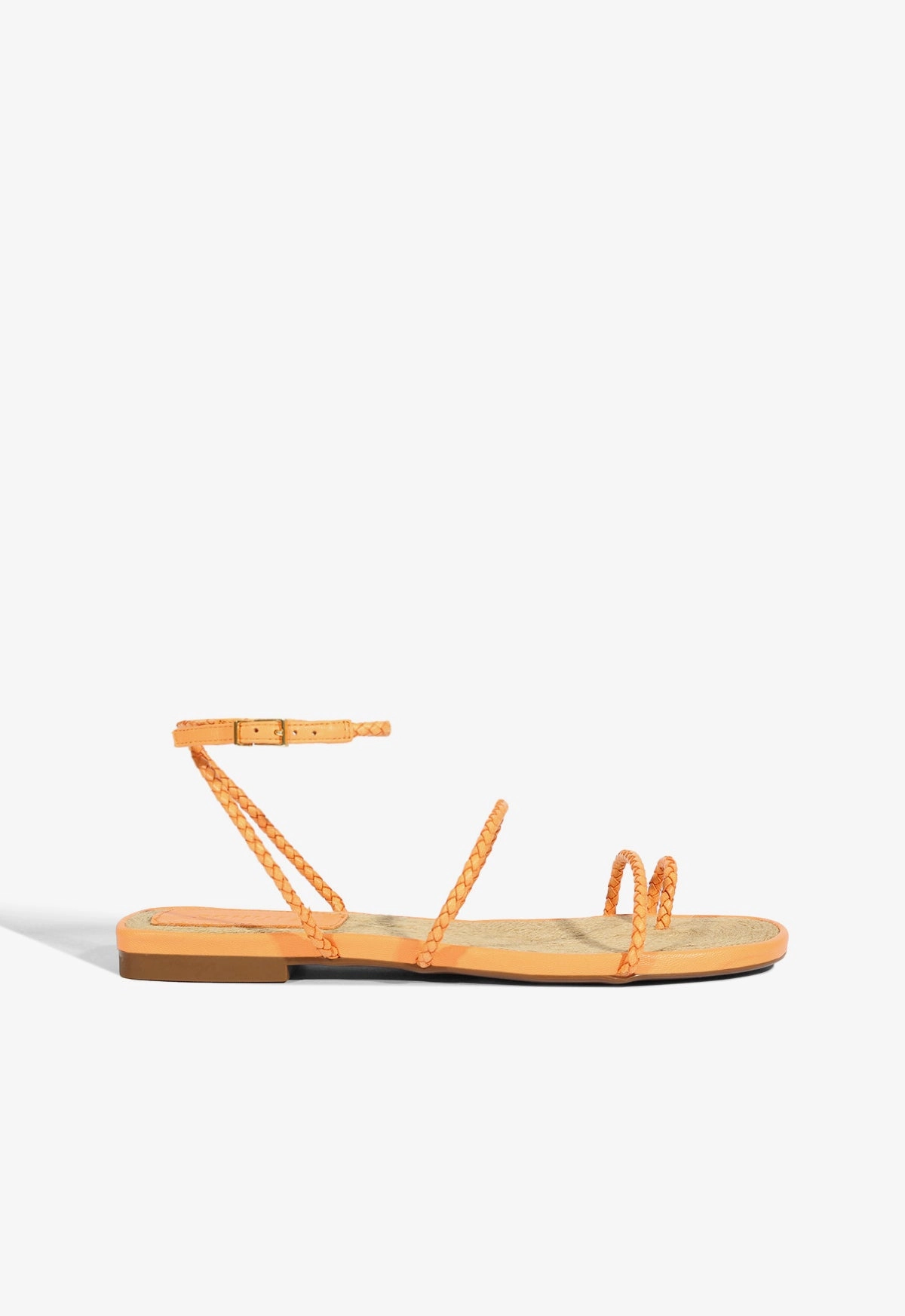 Kaya Orange Leather Flat Sandal Performance Rubber Sole