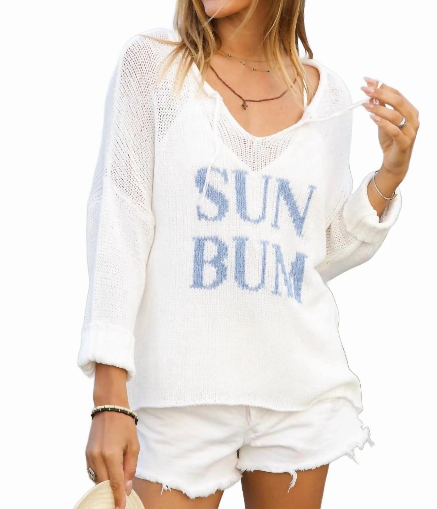 Sun Bum Sweater In White Chilly Day Wear