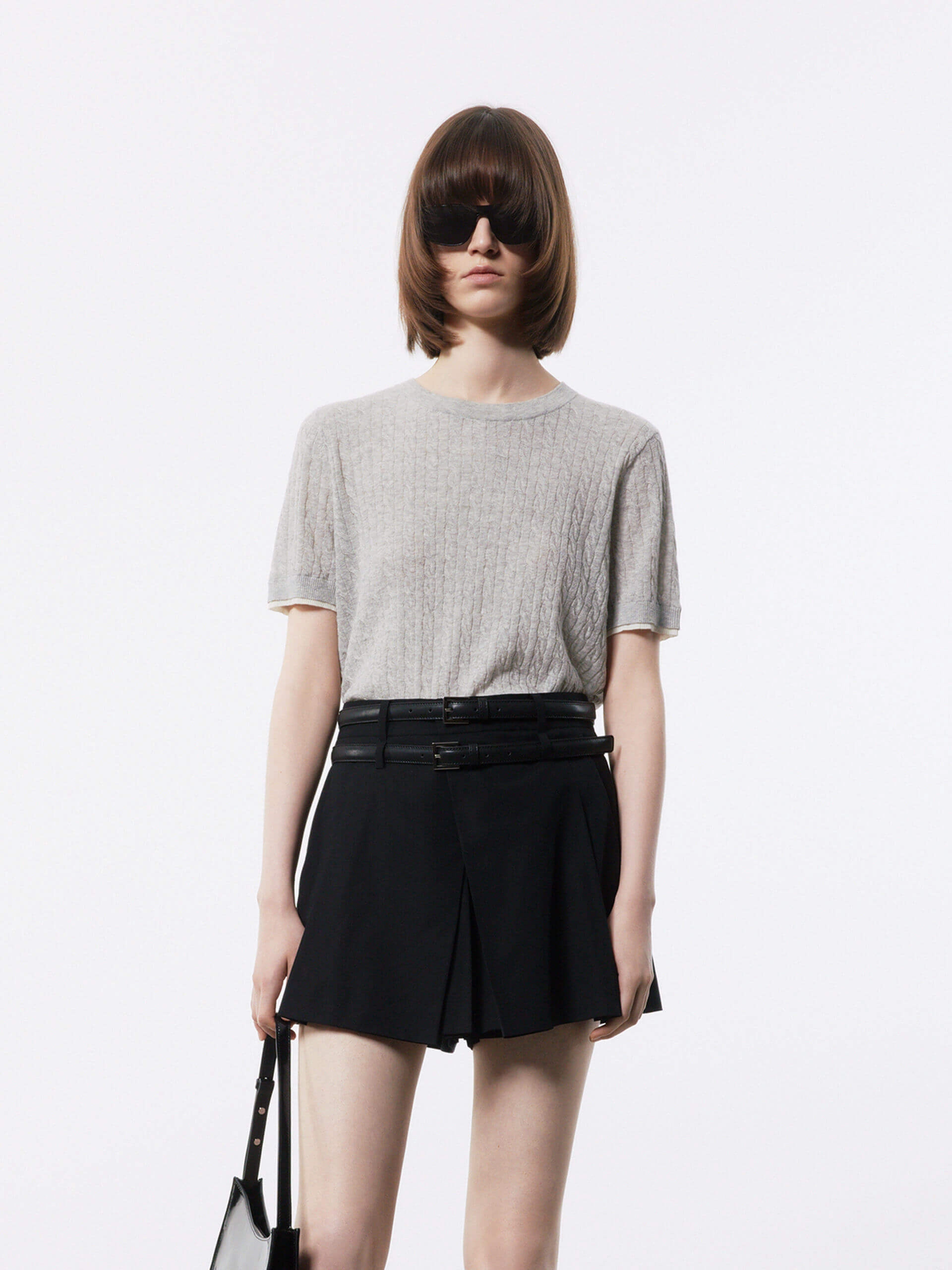 Cotton Linen Knit Top HighCollar Design