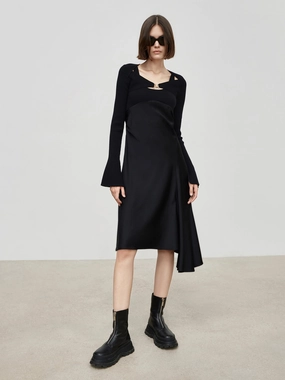 HOT SALE Cutout Splicing Slit Dress Set Flattering Comfort Wear Slim Shape