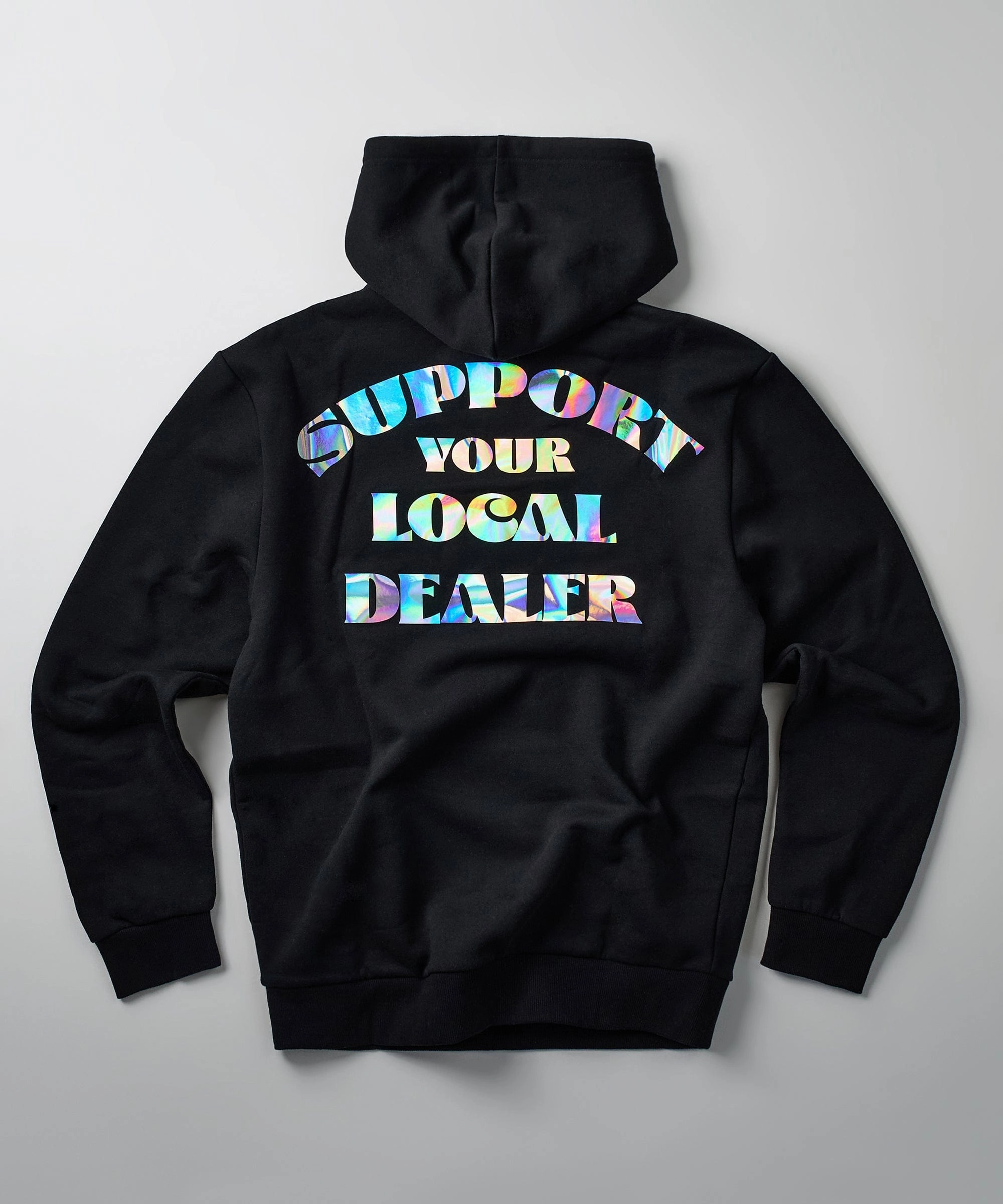 Support Local Iridescent Foil Print Hoodie - Black StaticResistantFabric Compression Fit Technology