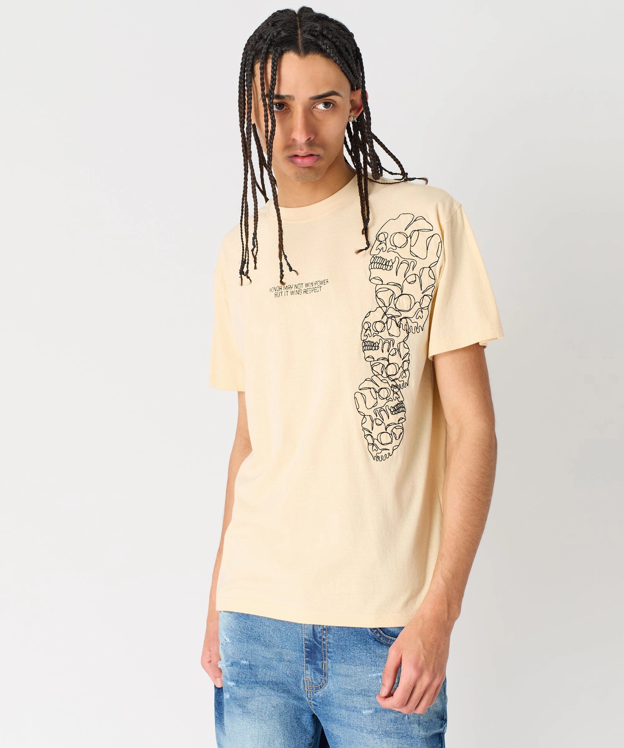 Moisture Control Technology Wrinkle Resistant Respect Embroidered Short Sleeve Tee - Khaki