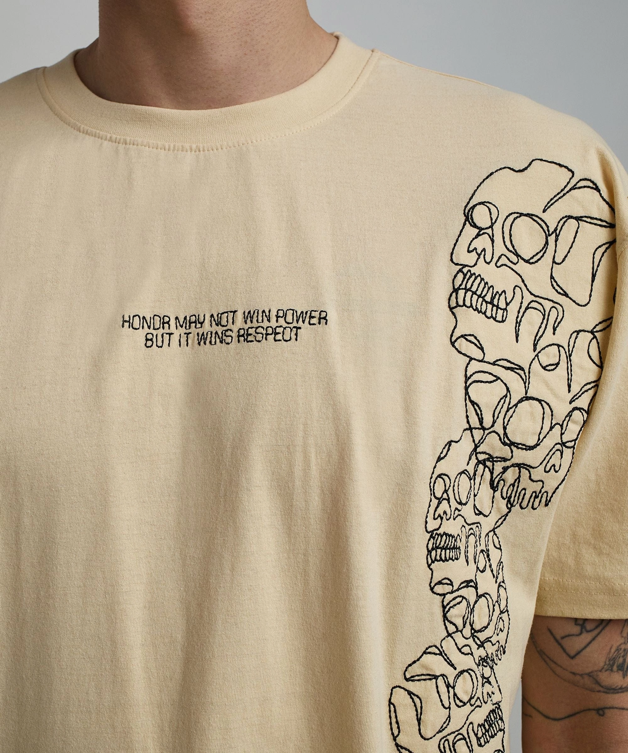 RecycledPolyesterBlend Reinforced Hemline Respect Embroidered Short Sleeve Tee - Khaki