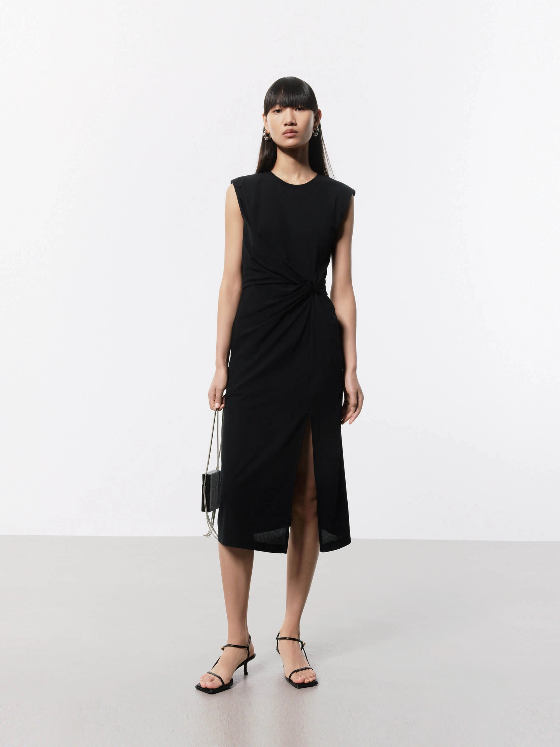 Soft-Lining Clean Chic Twist Detail Midi Dress
