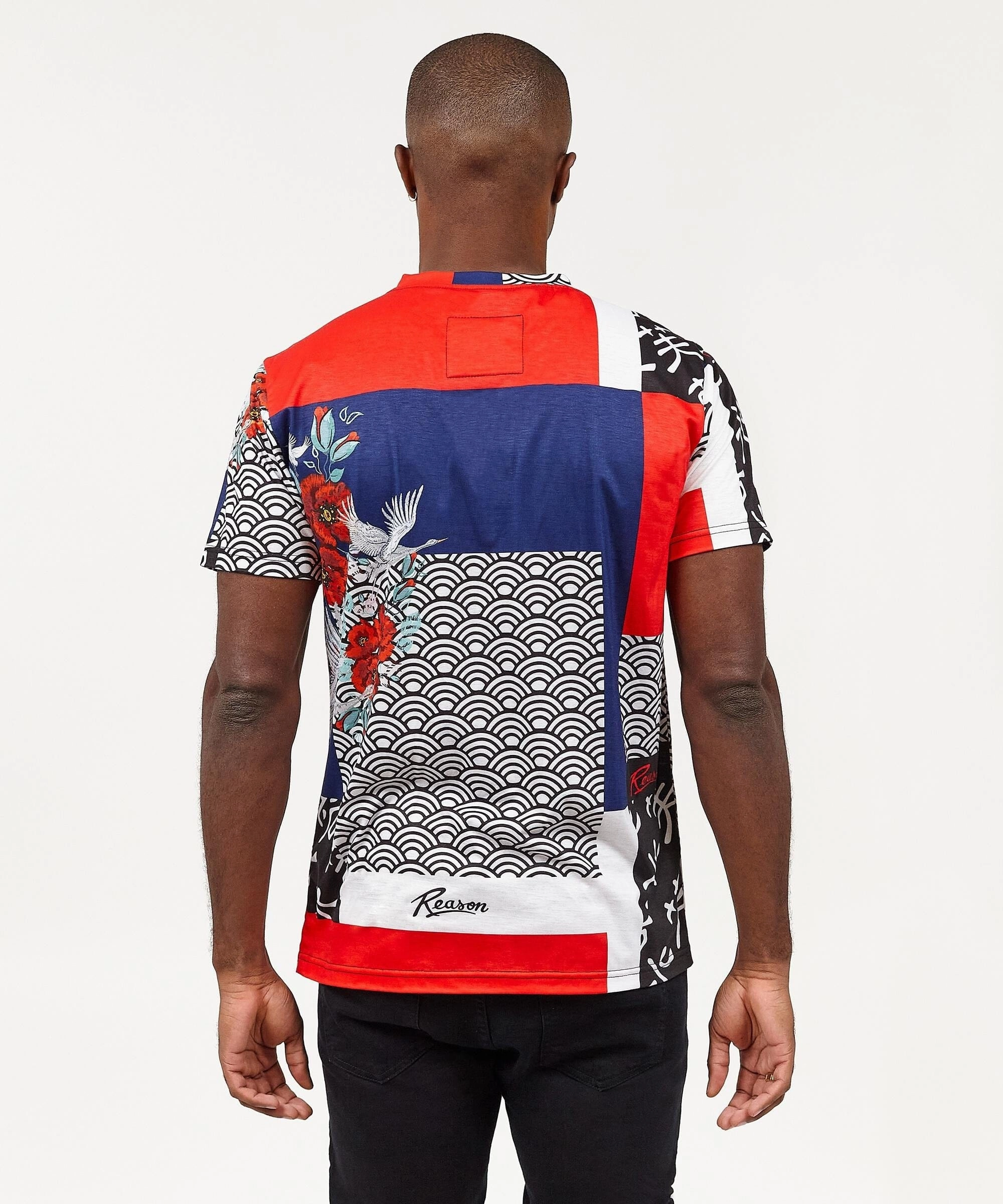 Flatlock Seam Technique Layered Panel Construction Swam Allover Print Graphic Short Sleeve Tee