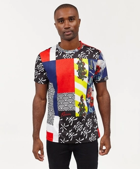 Antimicrobial Finish Cozy Sweater Swam Allover Print Graphic Short Sleeve Tee