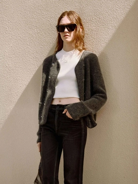 Double Breasted Cropped Cardigan Ventilated Back Panels