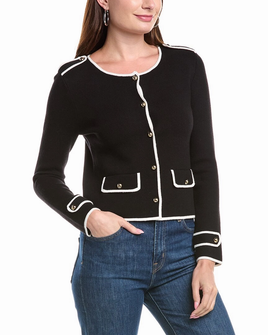 T Tahari Button-Down Cardigan Warm Look Comfort Stretch