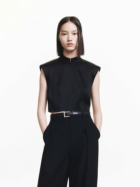 Flatlock stitching AntiPilling Back Zip Cropped Top