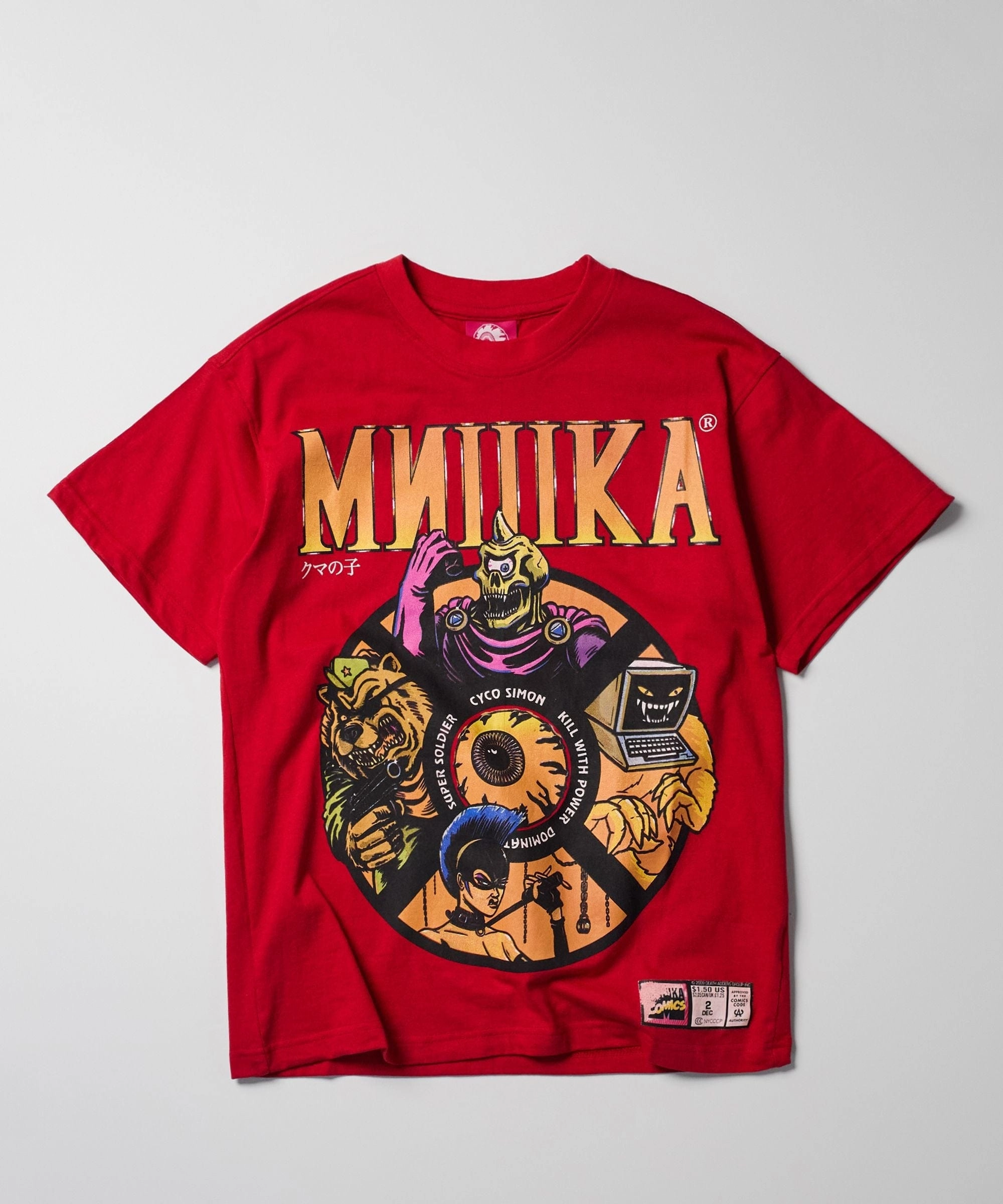 EcoFriendly Dye Process Mishka Characters Short Sleeve Tee - Red