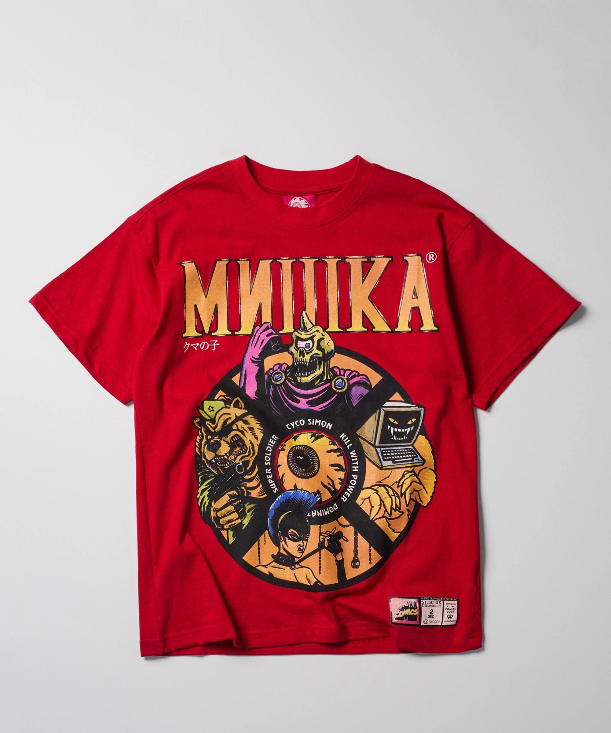High Neckline Mishka Characters Short Sleeve Tee - Red