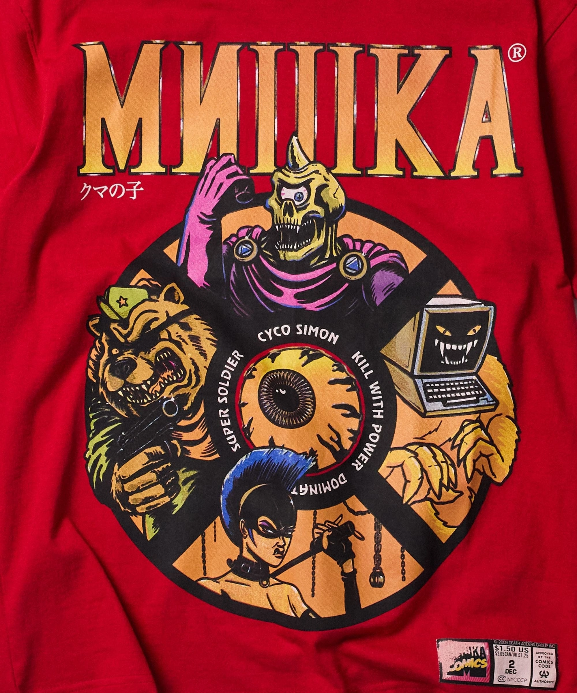 DoubleStitched Construction Anti Microbial Lining Mishka Characters Short Sleeve Tee - Red