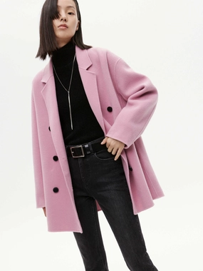 Double Faced Wool Coat Flexible Shoulder Design