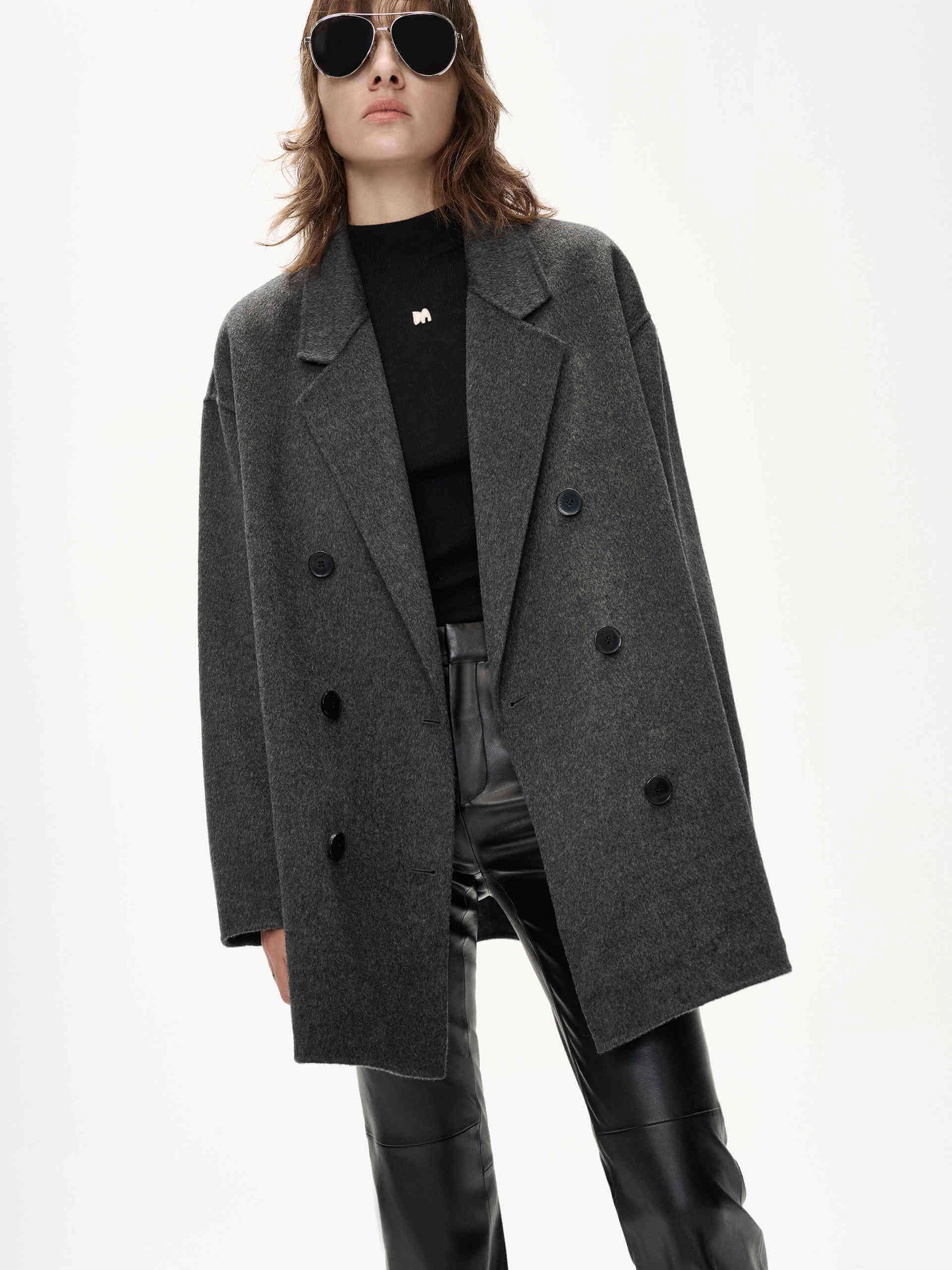 Double Faced Wool Coat Drop Tail Hem QuickDry Fabric