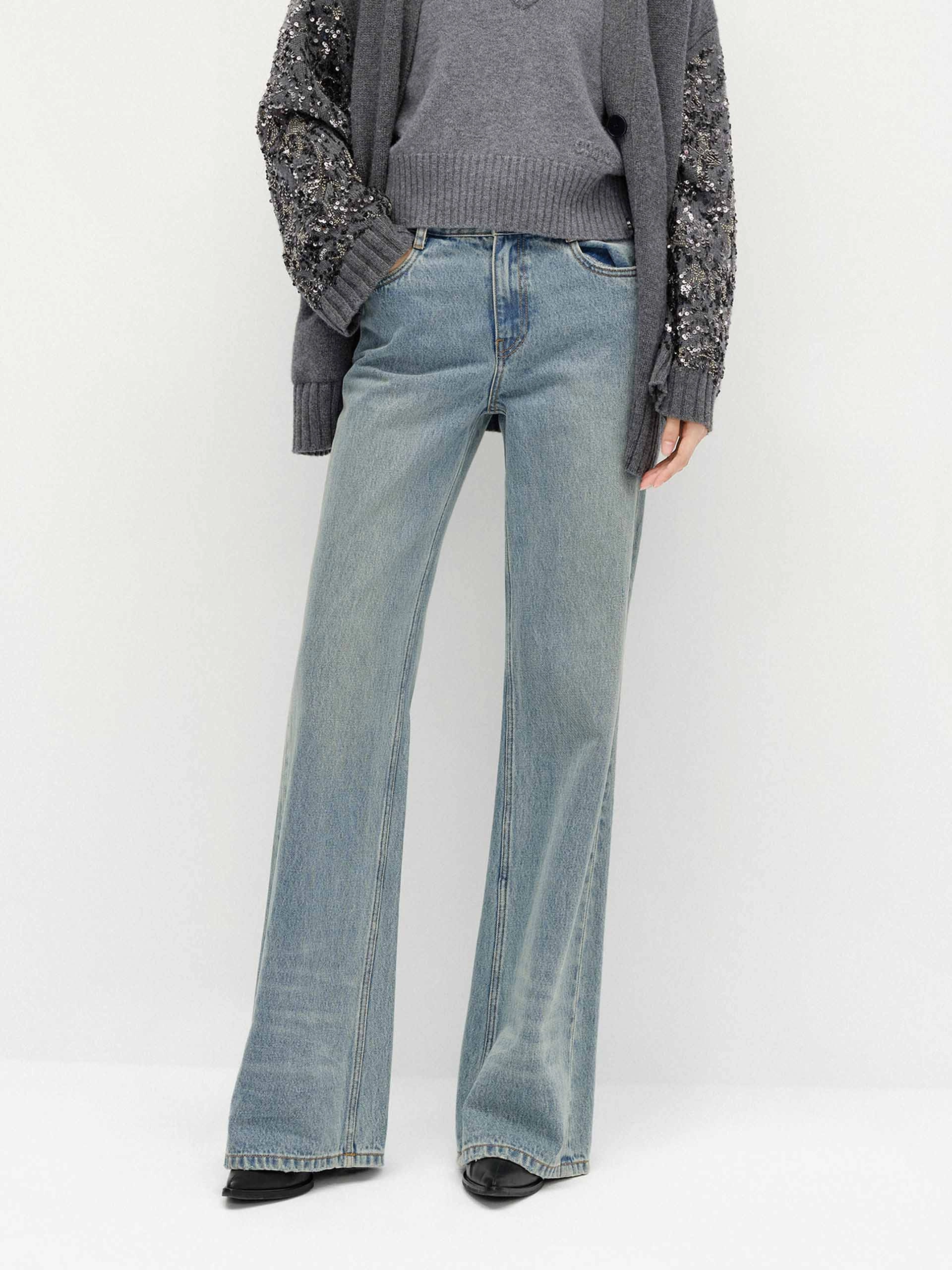 Wide Leg Silhouette Fit Essential Full Length Cotton Jeans