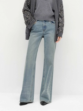 Wide Leg Silhouette Fit Essential Full Length Cotton Jeans