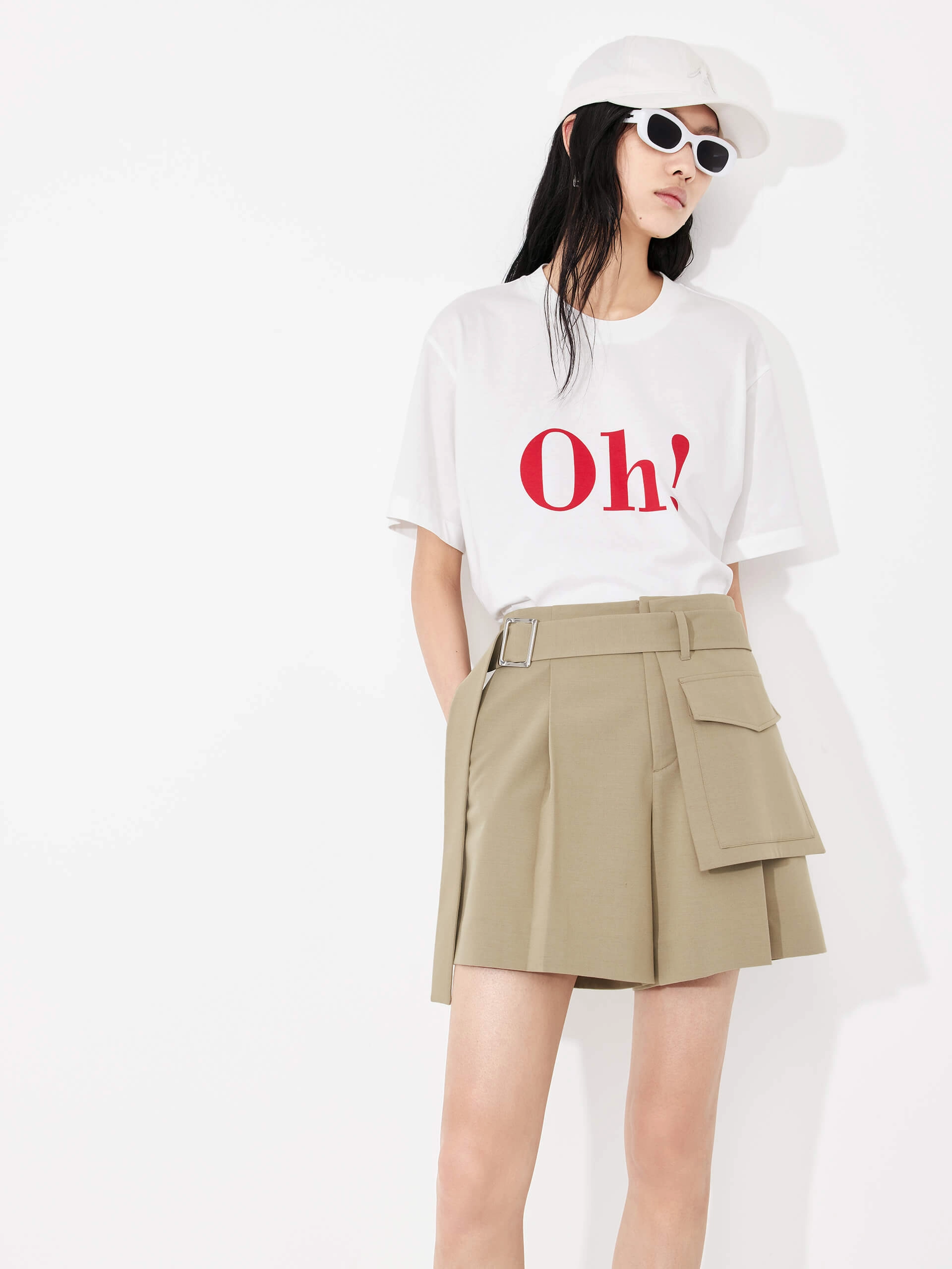 Tailored Pleated Shorts with Belt TailoredSilhouette UVProtectiveLayer