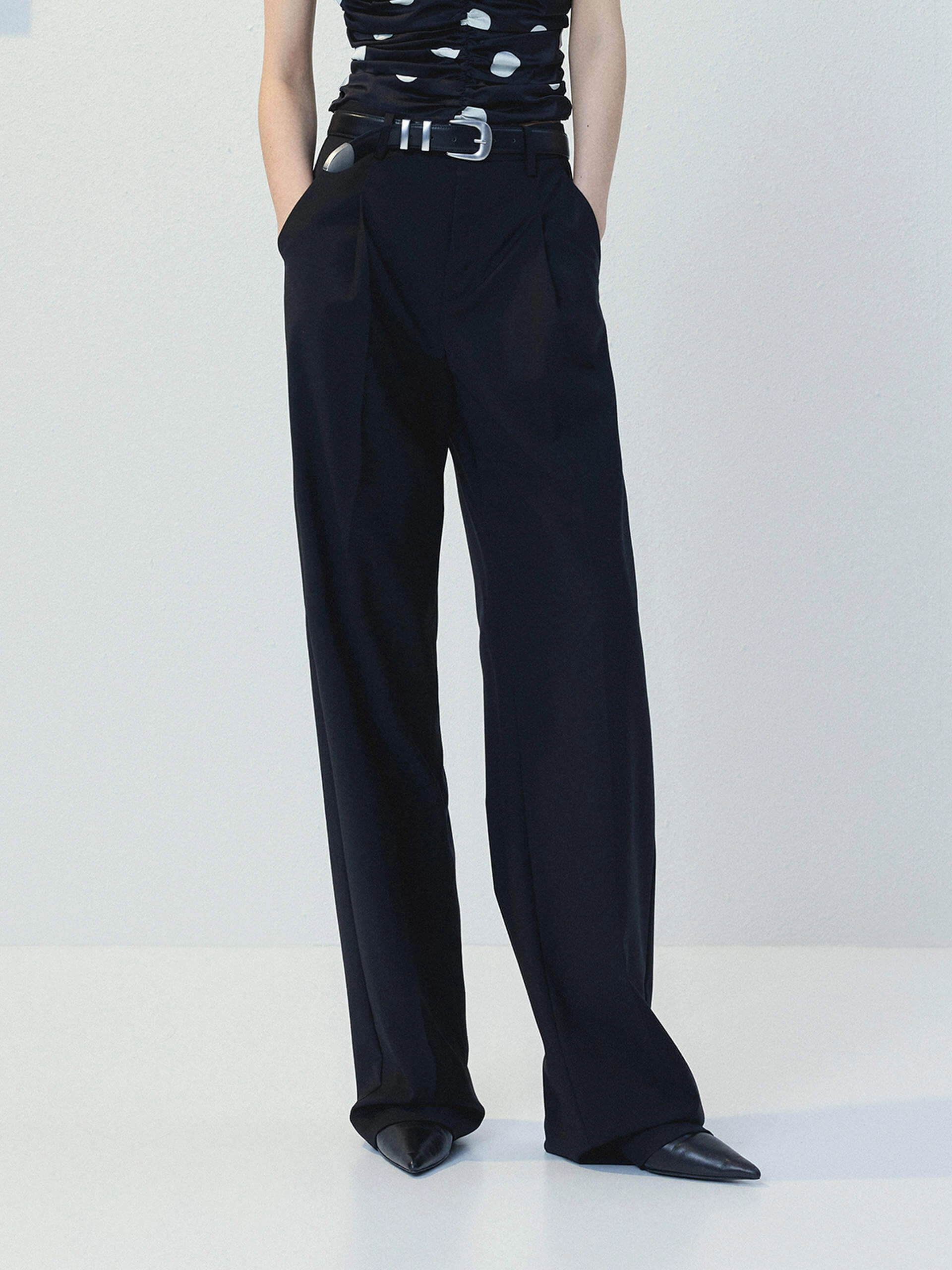 Cozy Stretch Tailored Pleated Suit Pants