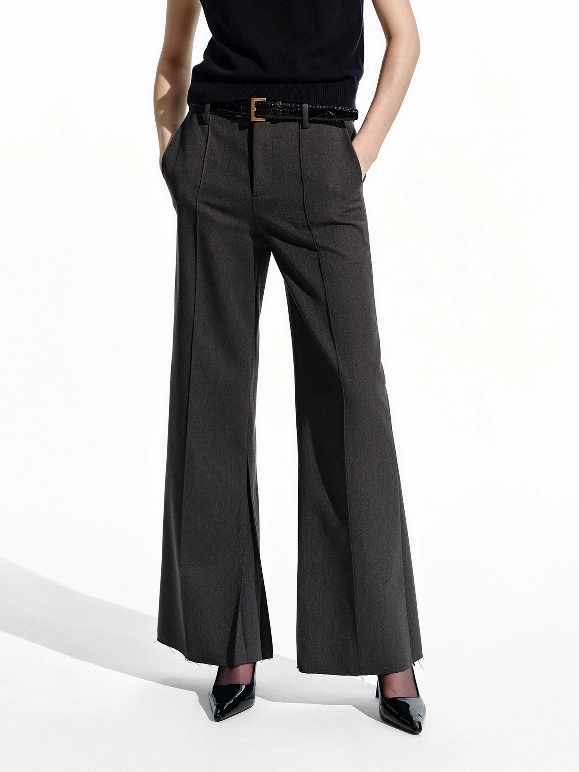 Breathable Style Tailored Raw Hem Pants