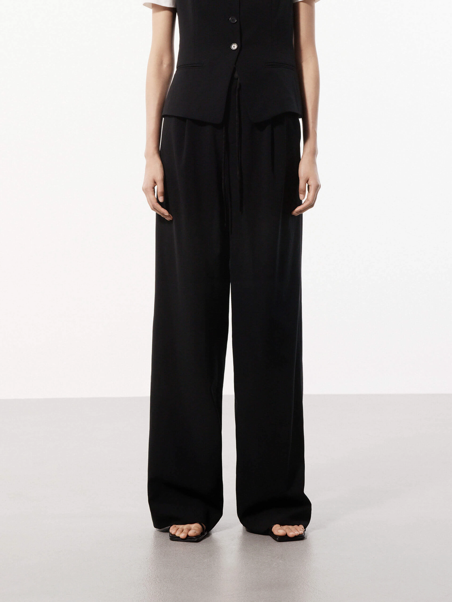 Tailored Wide Leg Pants Easy Care Fabric Finish