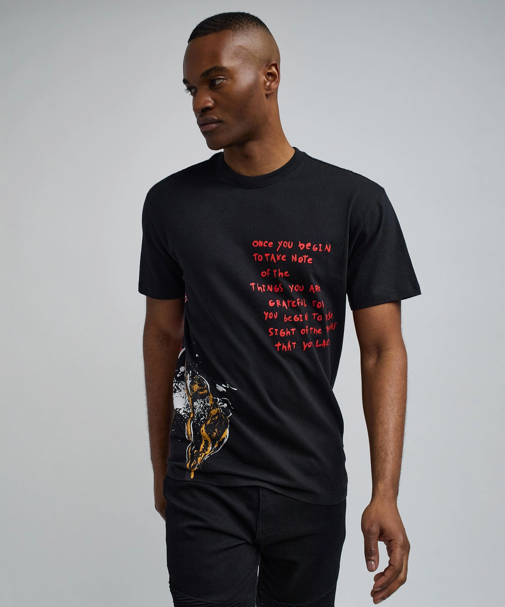 Quick-Dry Take Note Short Sleeve Graphic Tee - Black