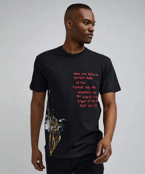 Take Note Short Sleeve Graphic Tee - Black Stretch Material