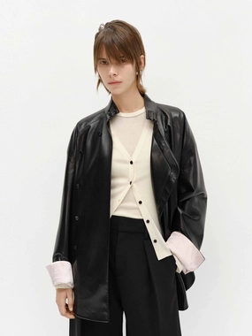 Faux Leather Loose Coat Evening Chill Piece Oversized style