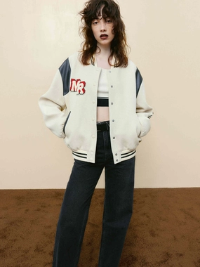 Loose Varsity Bomber Jacket All Day Comfort
