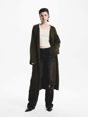 Belted Long Knitted Cardigan UltraSoftInterior WrinkleResistant Cloth