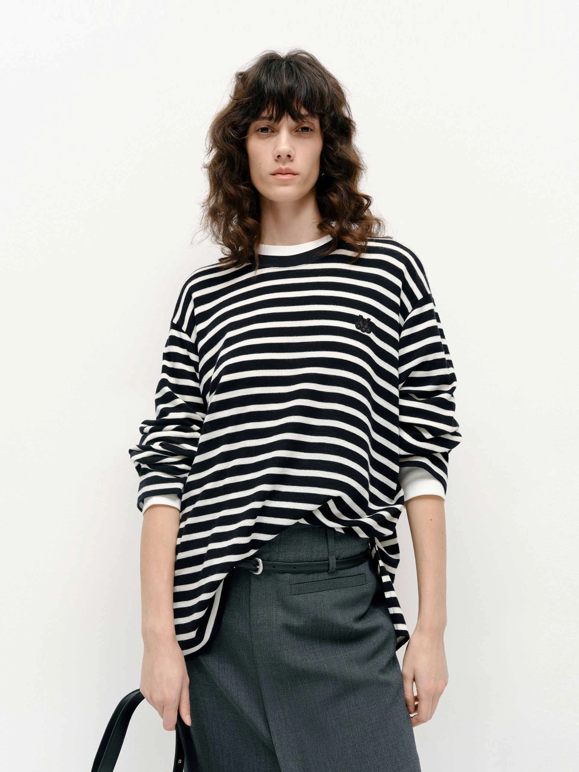 Long Sleeve Wool T-shirts Casual Appeal Ruffled edges
