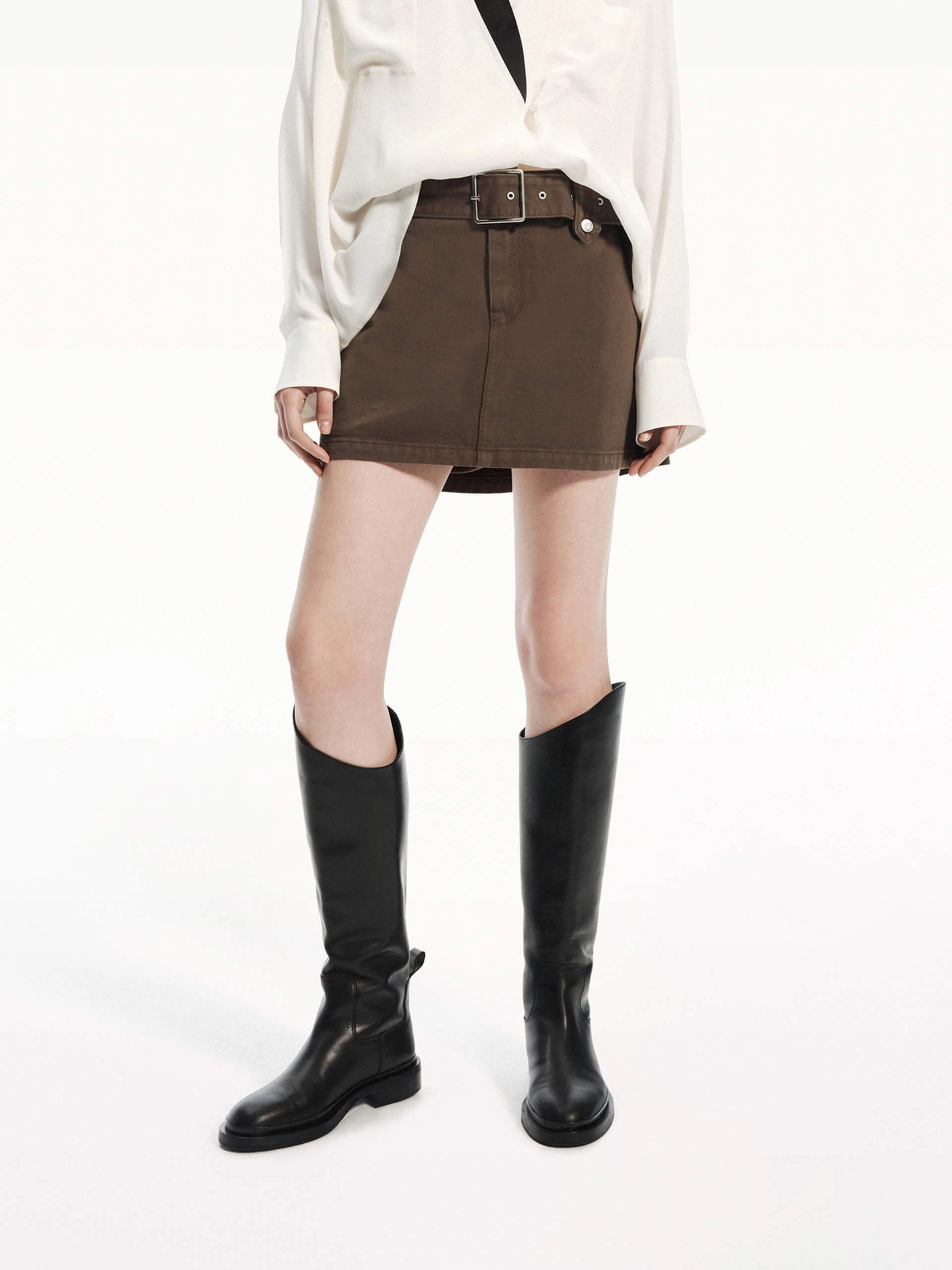 Belt Include Cotton Skirt Snug Fit Cozy Fit