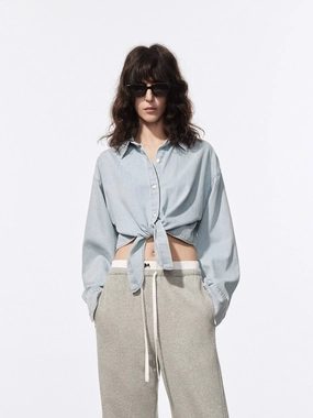 Tie Detail Cropped Shirt AntiOdorTreatment