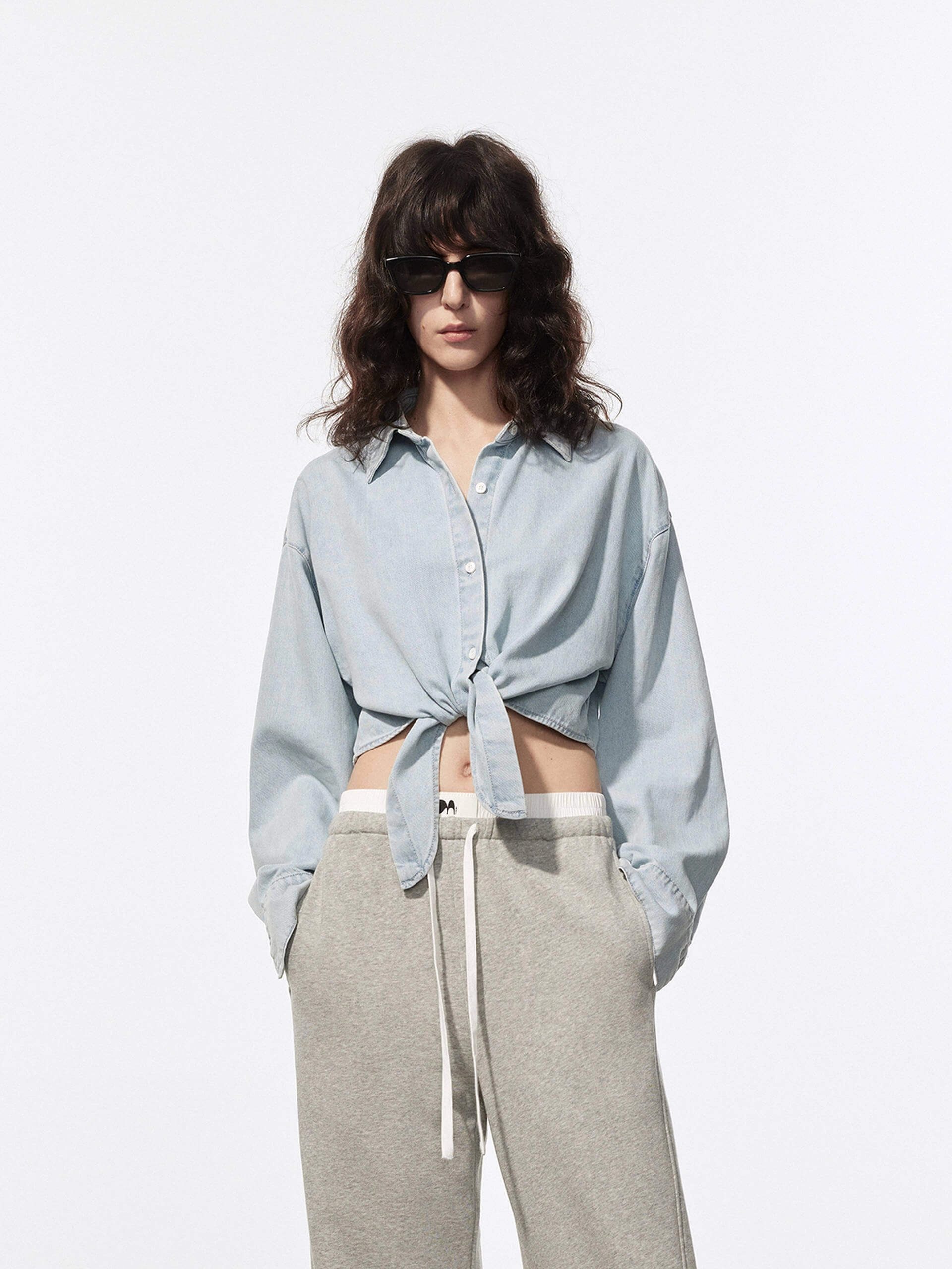 Tie Detail Cropped Shirt AntiOdorTreatment