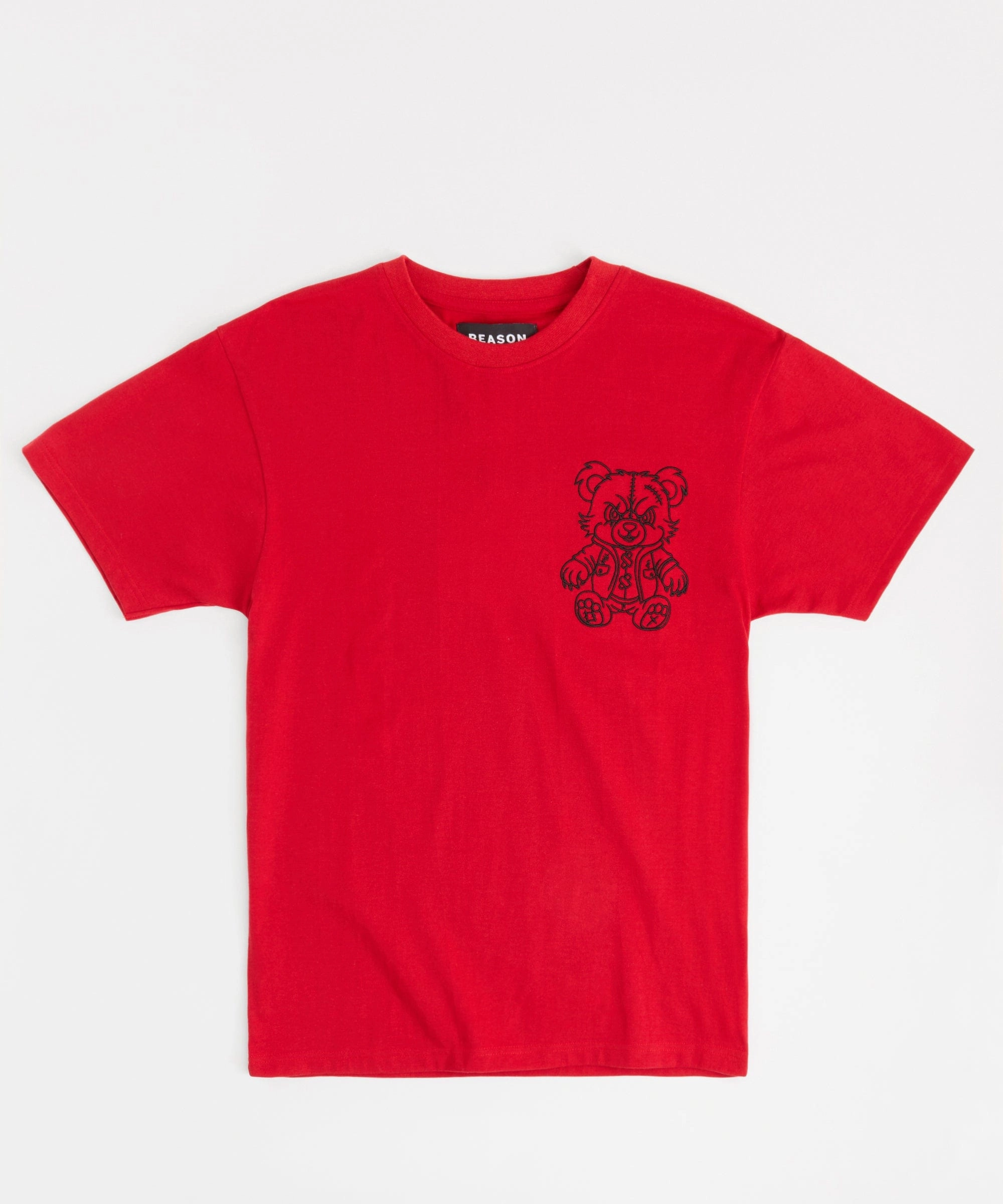 SoftFeel Fabric Teddy Short Embroidered Sleeve Tee - Red