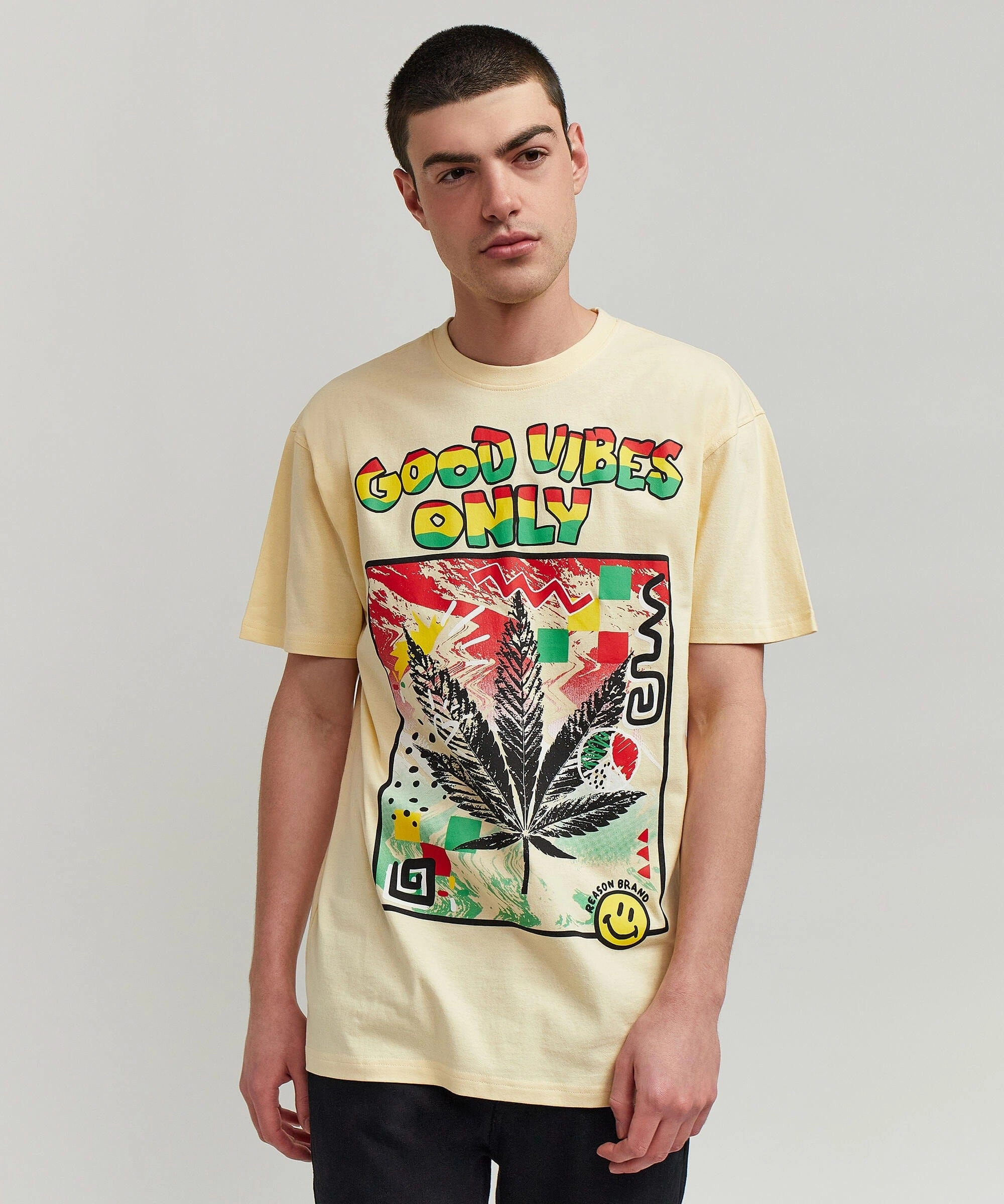 Good Vibes Only Short Sleeve Tee - Khaki Ultraviolet Protection Finish