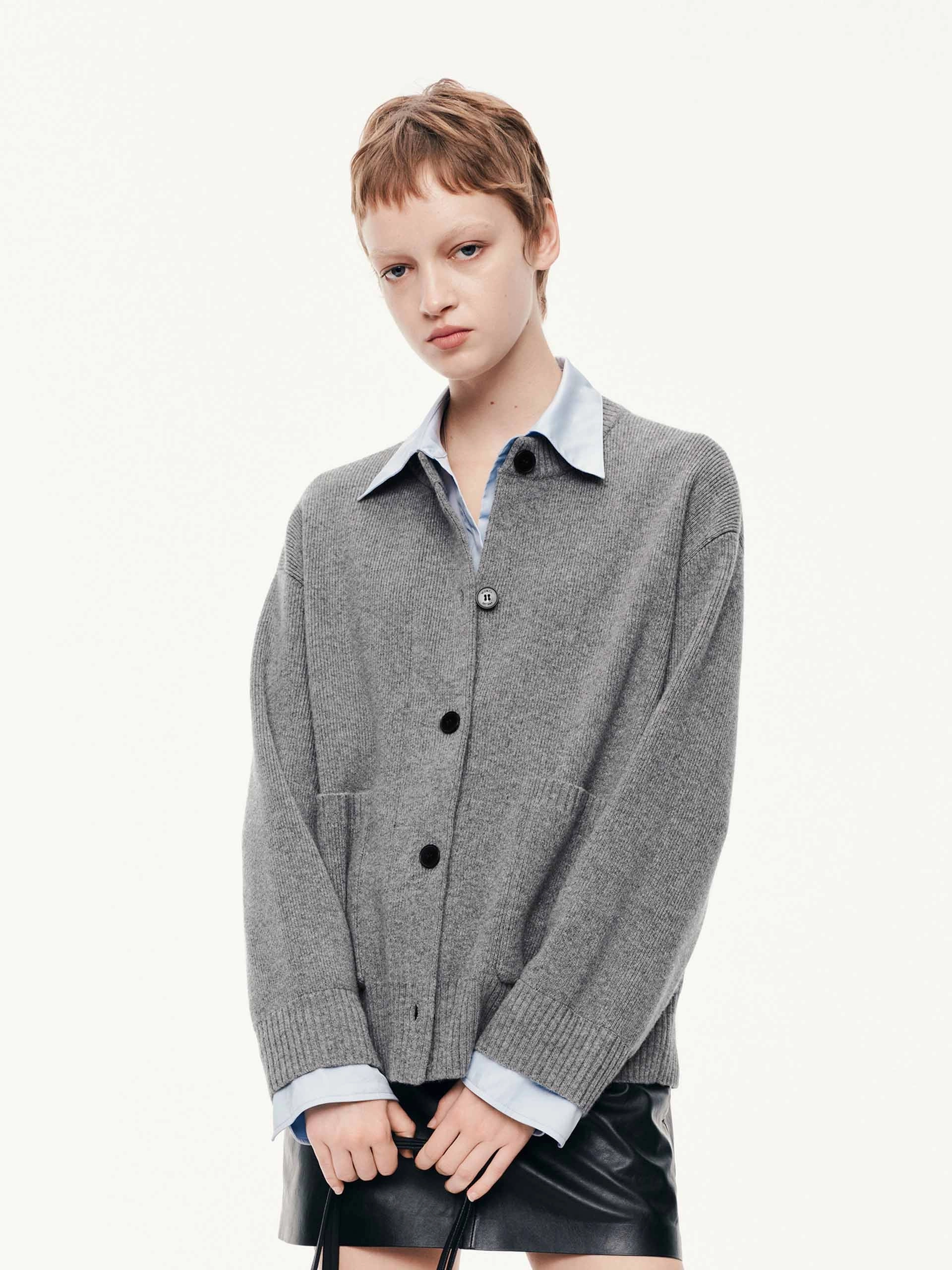 ReinforcedHems Cozy Fit Layered Trim Knit Cardigan