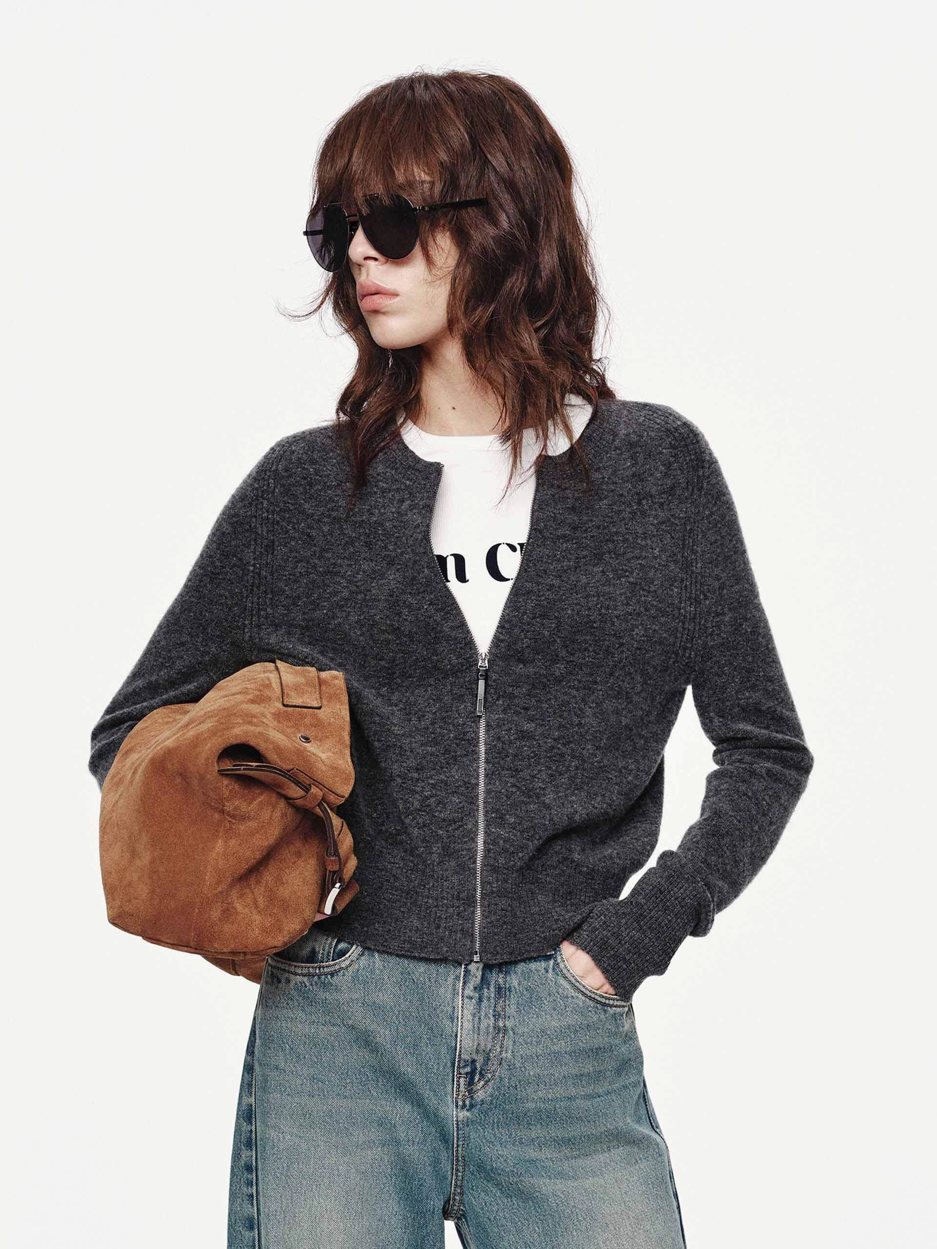 Wool Blend Knitted Cardigan PaddedInsulation Anti Odor Treatment