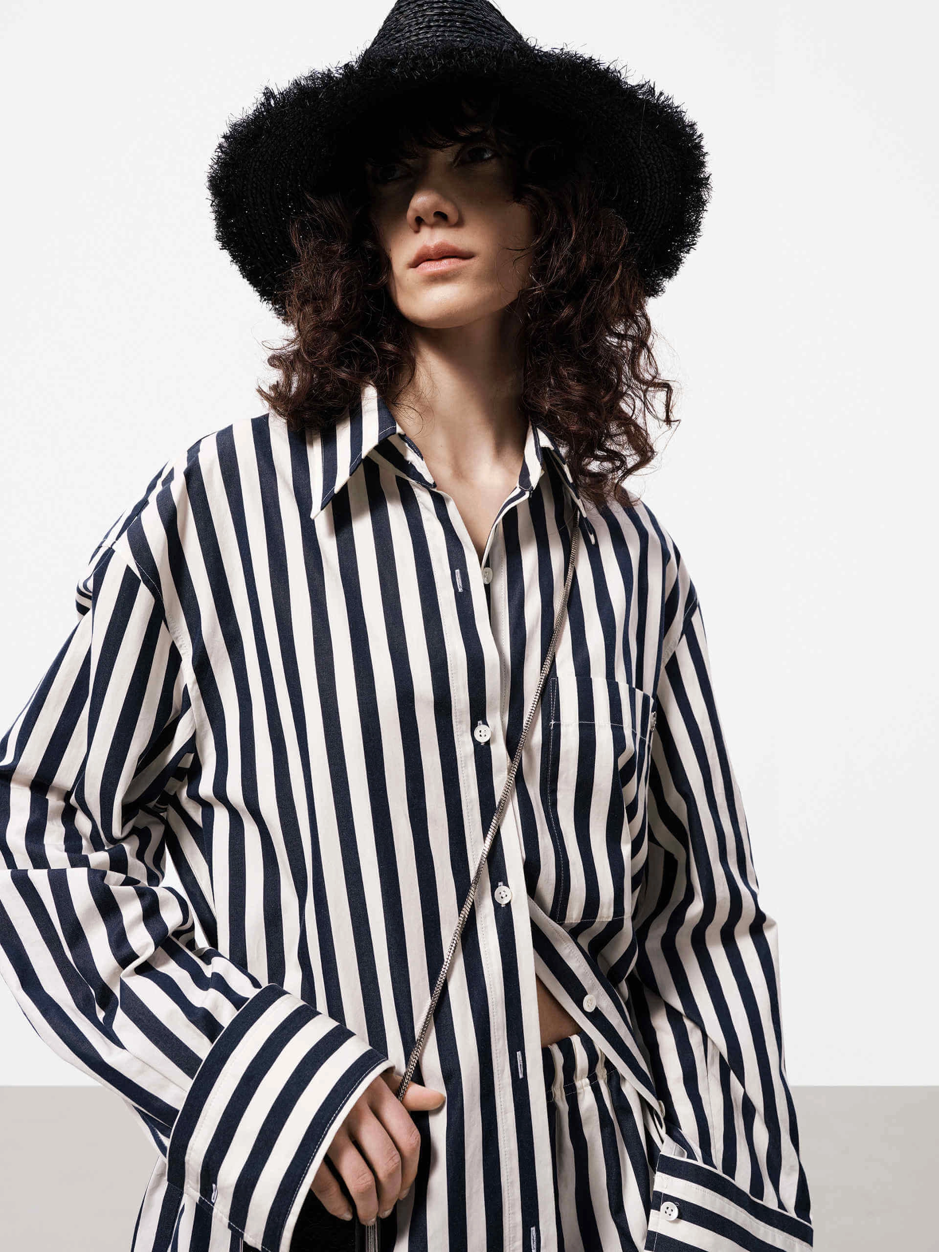 Drop Should Striped Shirt Sporty Cardigan Water Repellent Finish