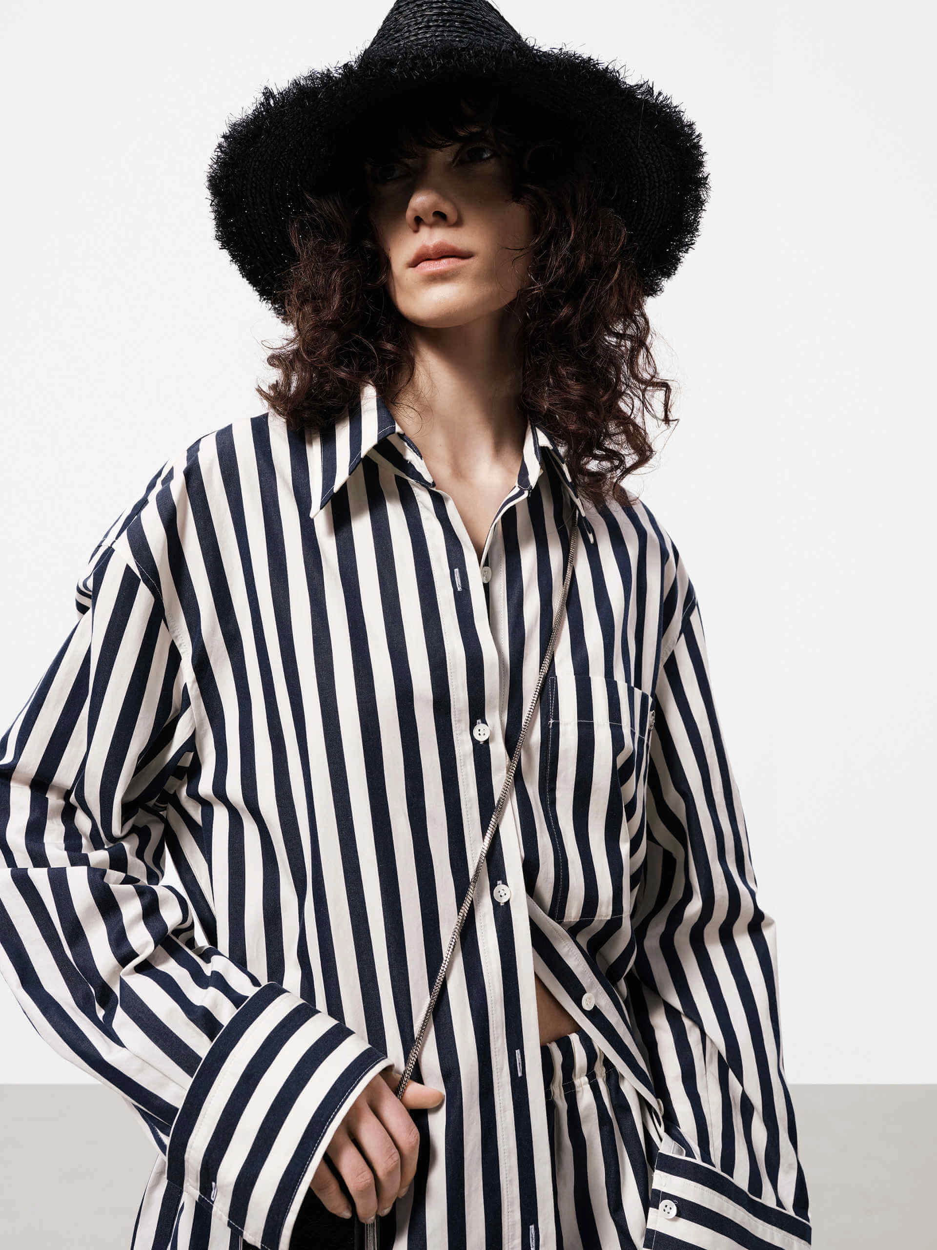 Smooth Seam Transition Drop Should Striped Shirt