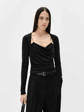 Square Neck Pleated Top Snag Proof Weave UltraSoftLining