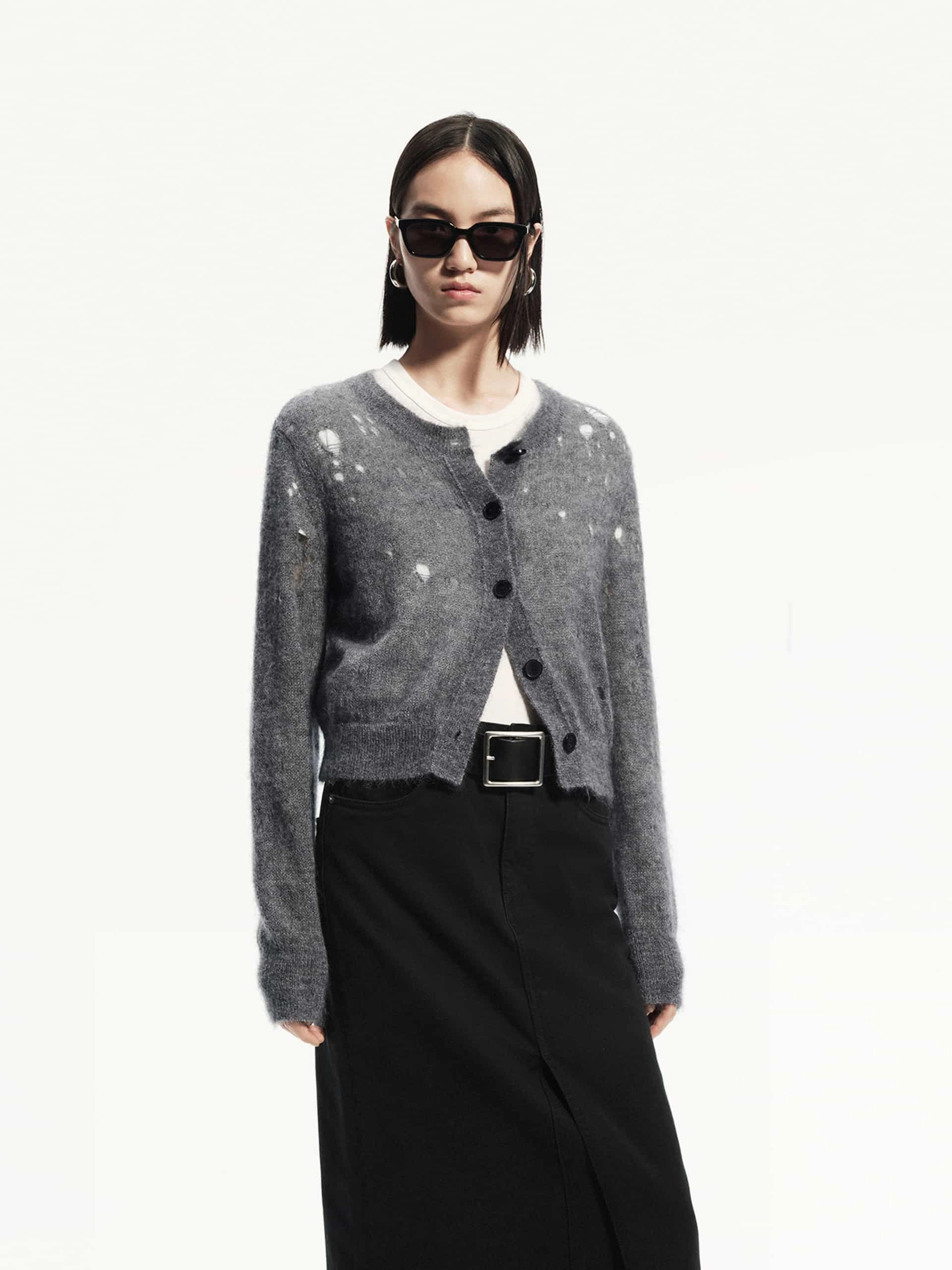 Lightweight Distress Cardigan Eco Friendly Fabric VersatileLayering