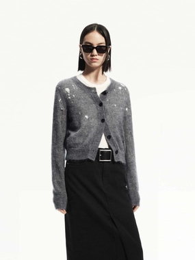 Lightweight Distress Cardigan Adjustable Shoulder Straps DoubleStitched Hemming