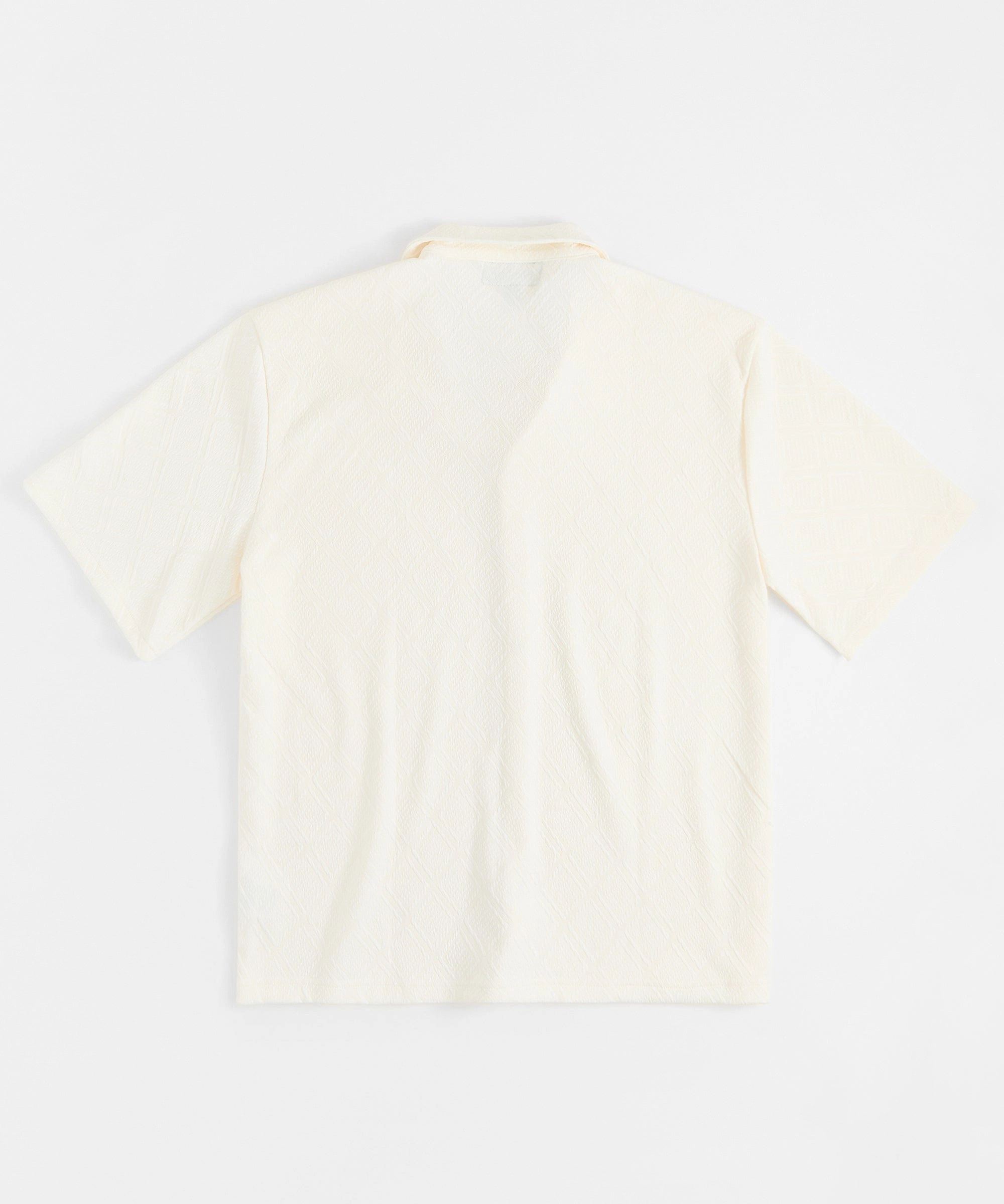 Textured Knit Short Sleeve Button Down Shirt - Light Beige Casual Tee UV Protective Layer