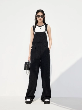 Textured Overalls Jumpsuit Modern Fit