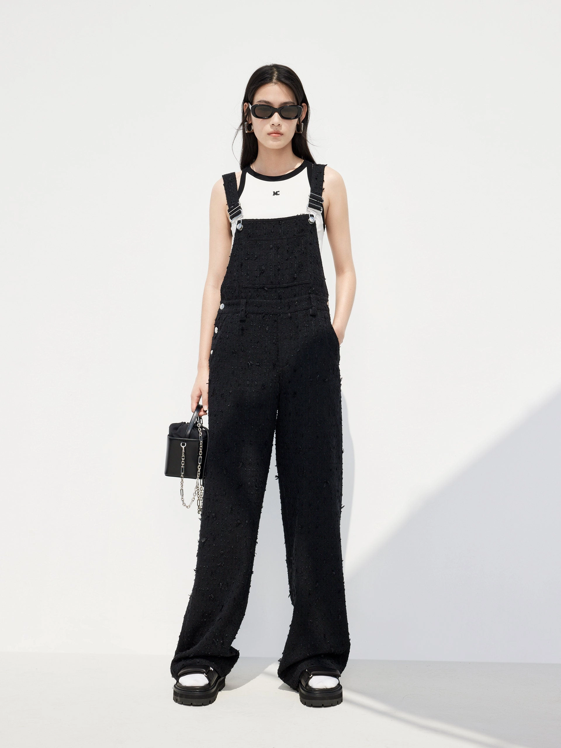 Textured Overalls Jumpsuit Modern Fit