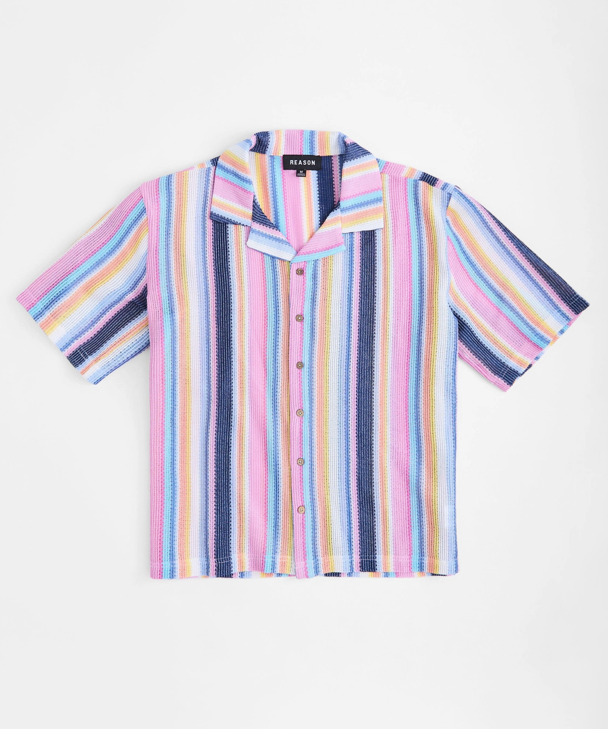NonIrritatingTags Textured Short Sleeve Button Down Shirt